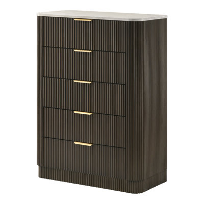 Valarie 5-Drawer Chest With Faux Marble Top
