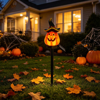 Décoration d'Halloween : Lampes solaires de jardin, fantômes, crânes, maisons, citrouilles, DEL à piquer, pour terrasse, allées, pelouses, clôtures, cimetières.