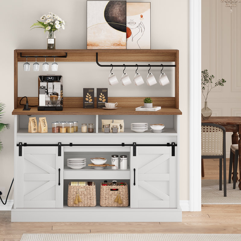 Buffet en bois de 52 po Gracie Oaks, Blanc / Brun