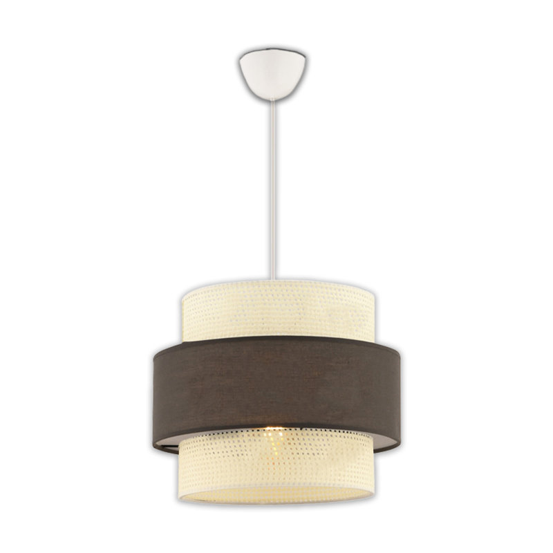 Lustre cylindrique en métal 1 lumière, Blanc, Blanc / gris anthracite