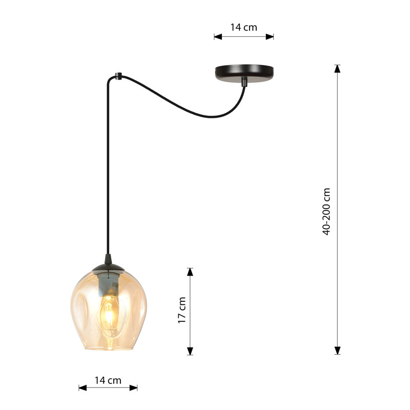 Cadfan 1 - Light Black Single Pendant, Amber