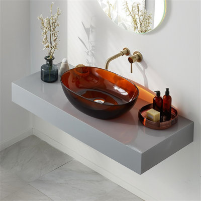 Vessel Sink Resin Bathroom Sink Modern Art Sink 25C62-Brown