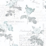 Country Cottage Vintage Floral Postcard Design 33' L x 21" W Wallpaper Roll