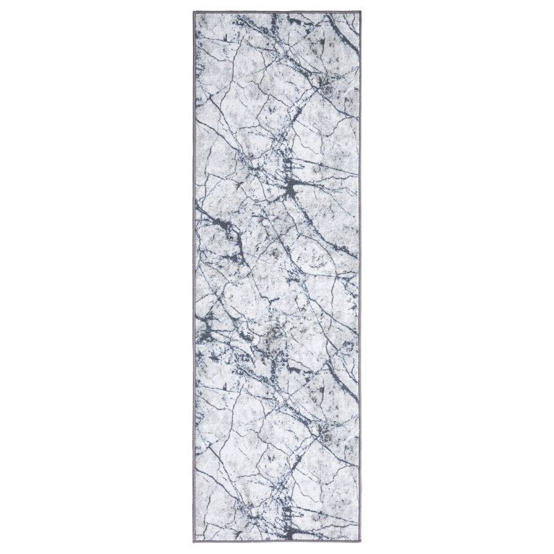 Lyanne Washable Non-Slip Marble Area Rug, Runner 2'2" x 7'