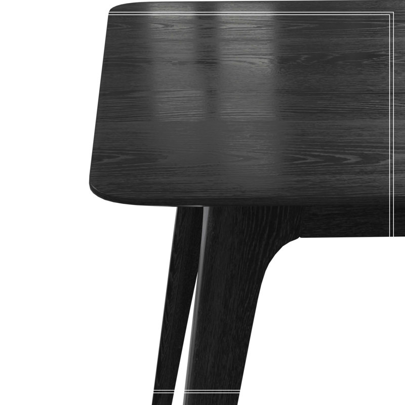 Pieds en bois massif de la table de salle à manger, noir