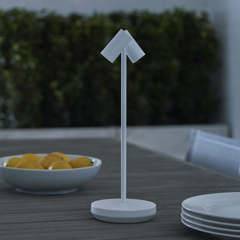 Doppia Accent Rechargeable Table Lamp, Matte White