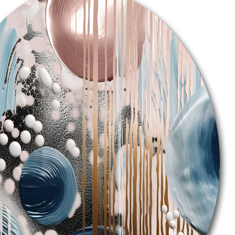 Whispers Of Marble IV - Art mural rond abstrait en marbre sur métal, H 23 po x l 23 po x P 1 po