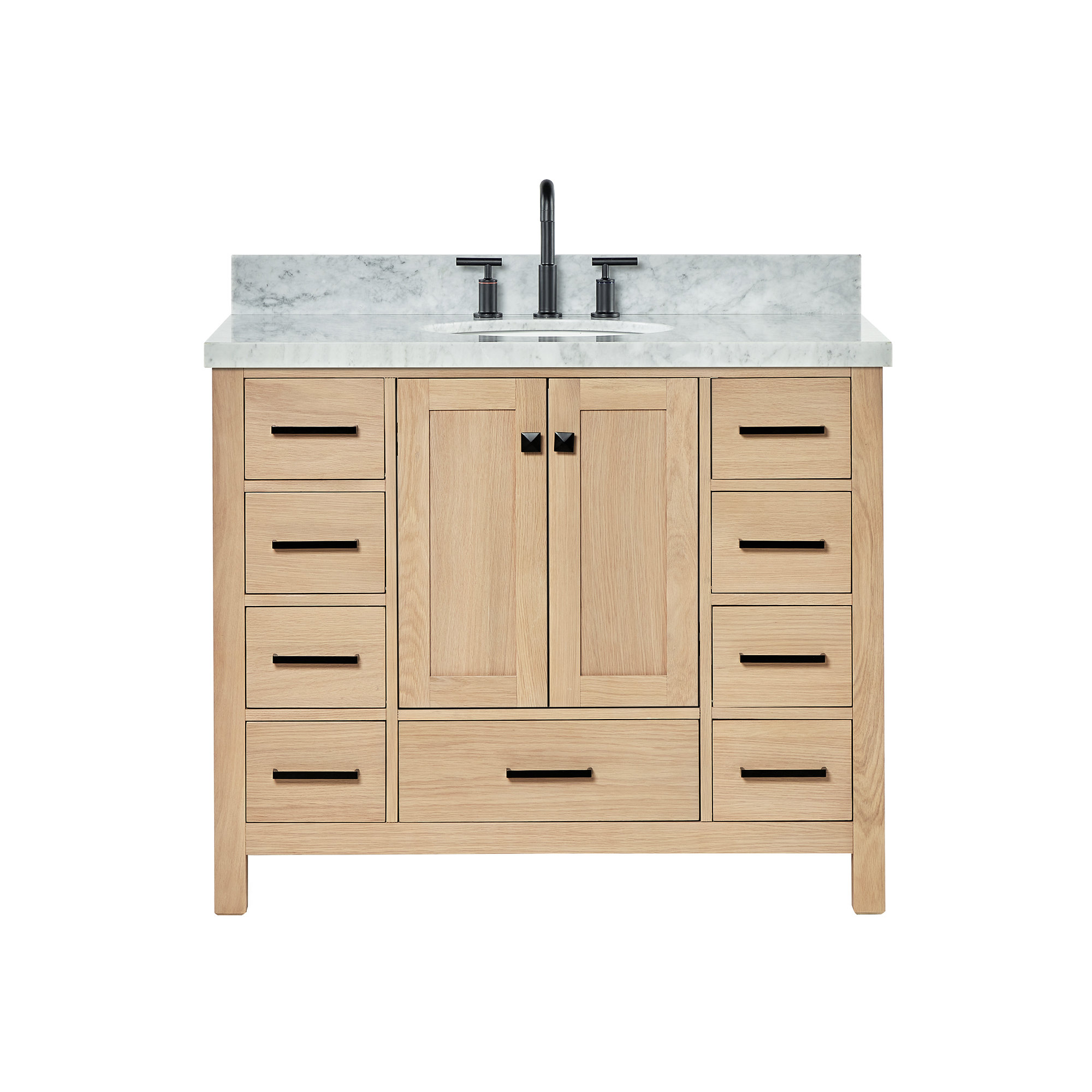 Cambridge 43'' Single Bathroom Vanity, Matte Black, Oak