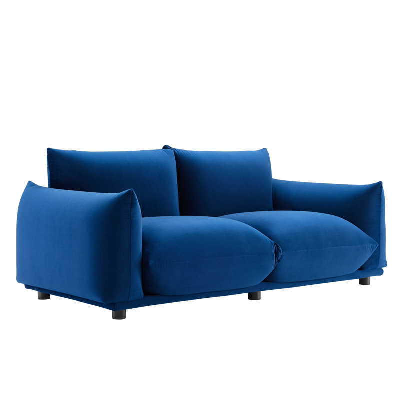 Copious Performance Velvet Loveseat, Navy Polyester