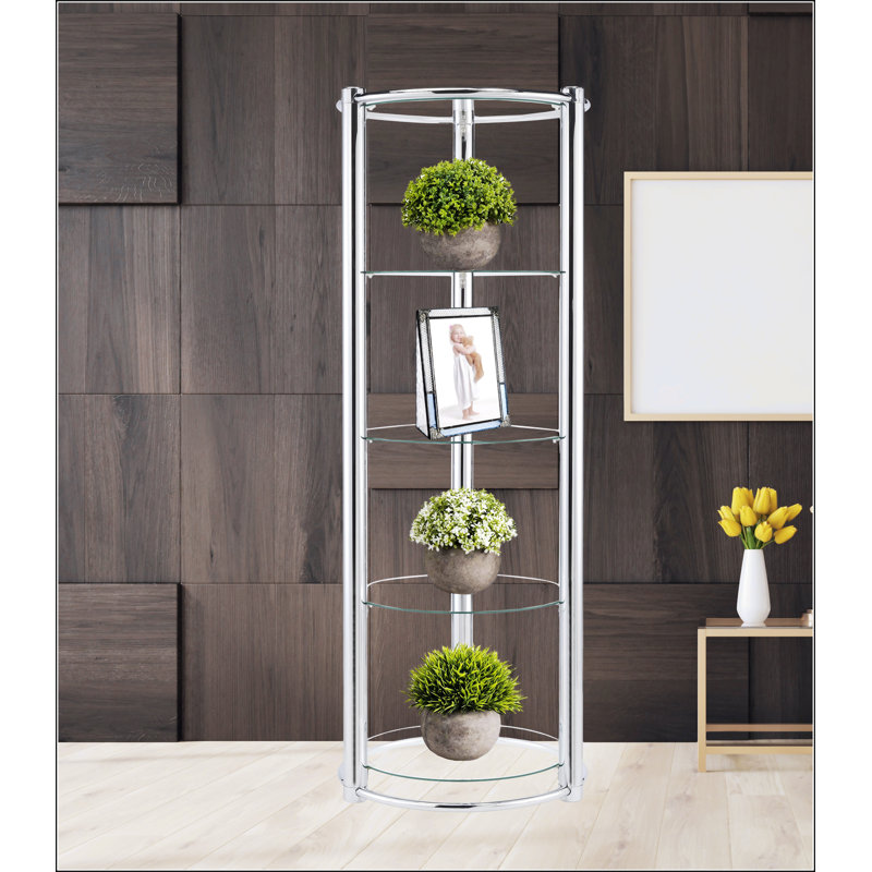 Triangle Display Shelf Tempered Glass/Chrome Frame