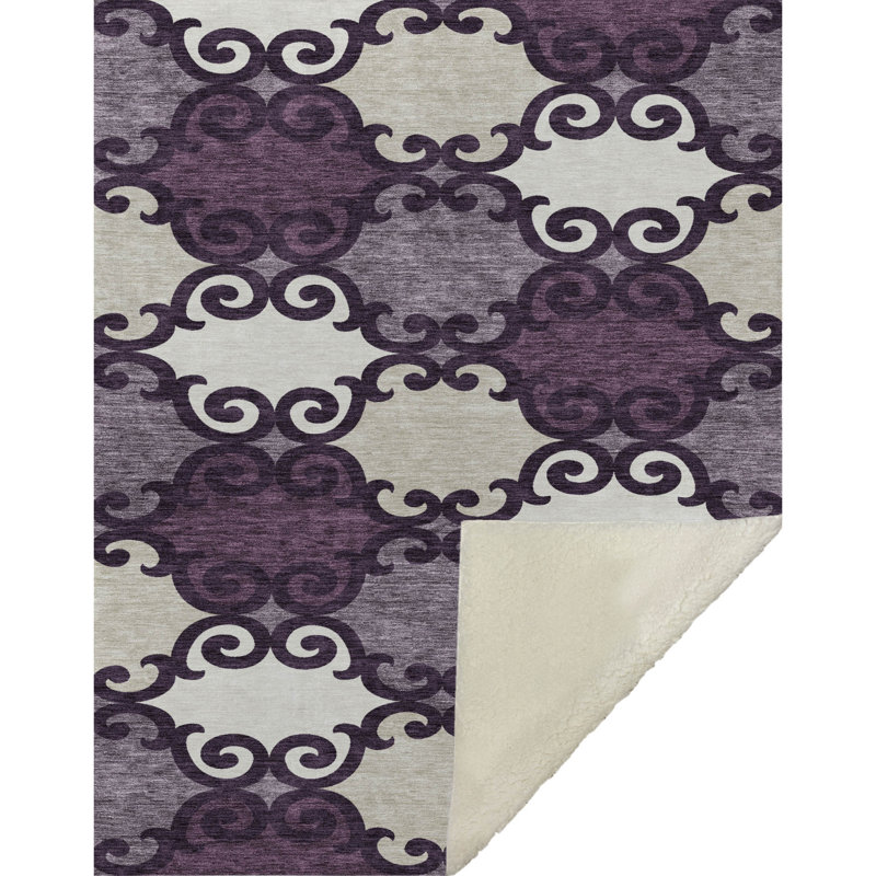 Jeté en laine Sherpa ASB883 Addison, Aubergine