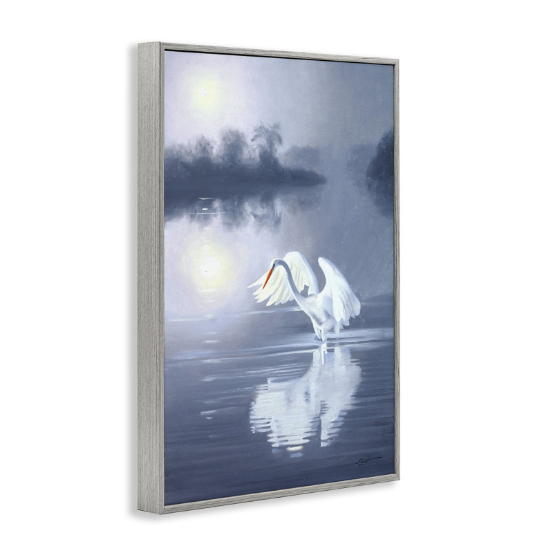 Aigrette sur les eaux orageuses, estampe numérique par D. Rust, Estampe numérique Farmhouse, H 30 po x l 20 po