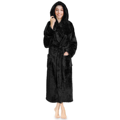 Fleece Girl / Woman+ Mid-Calf Bathrobe with Pockets and Hood for Kids