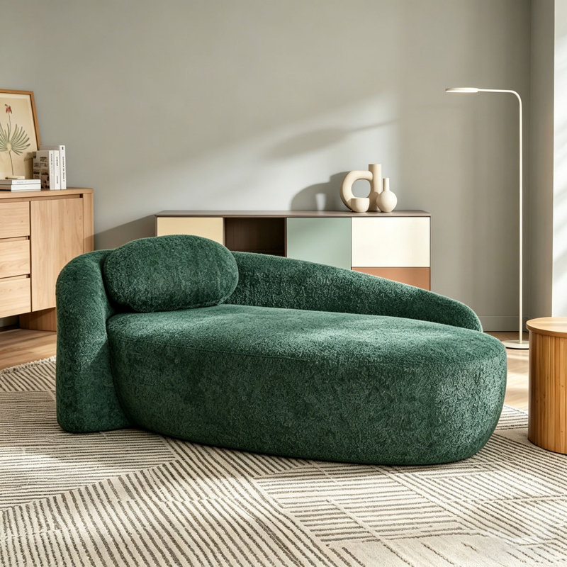 Méridienne moderne avec dossier intégré, accoudoir latéral et coussin Modern, Vert