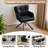 Modern Faux Leather Upholstered Swivel Armchairs with Tufted Back, Metal Legs-735429545