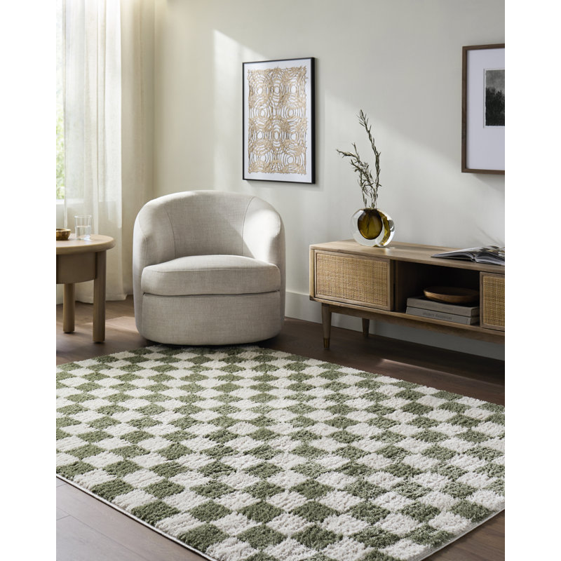 Tapis Kyro, Blanc / Vert, Rectangle 7 pi 10 po x 10 pi