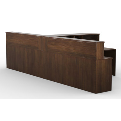 Reception Corner Office Desk Work Stations Furniture Model 91B0E499EB204442BE5FF3870F472185 8Pc Group Contemporary Espresso Color. Included 8Pc Set Furniture Pieces