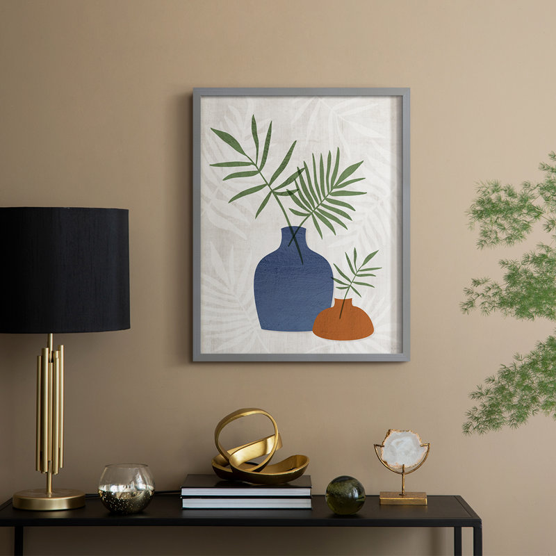 Palm Still Life I, reproduction encadrée - bois massif, H 11 po x l 9 po, Gris