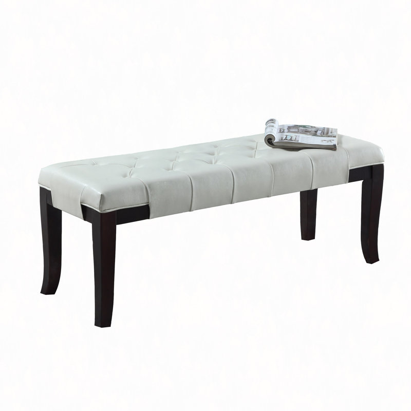 Banc capitonné Linon, similicuir, Blanc