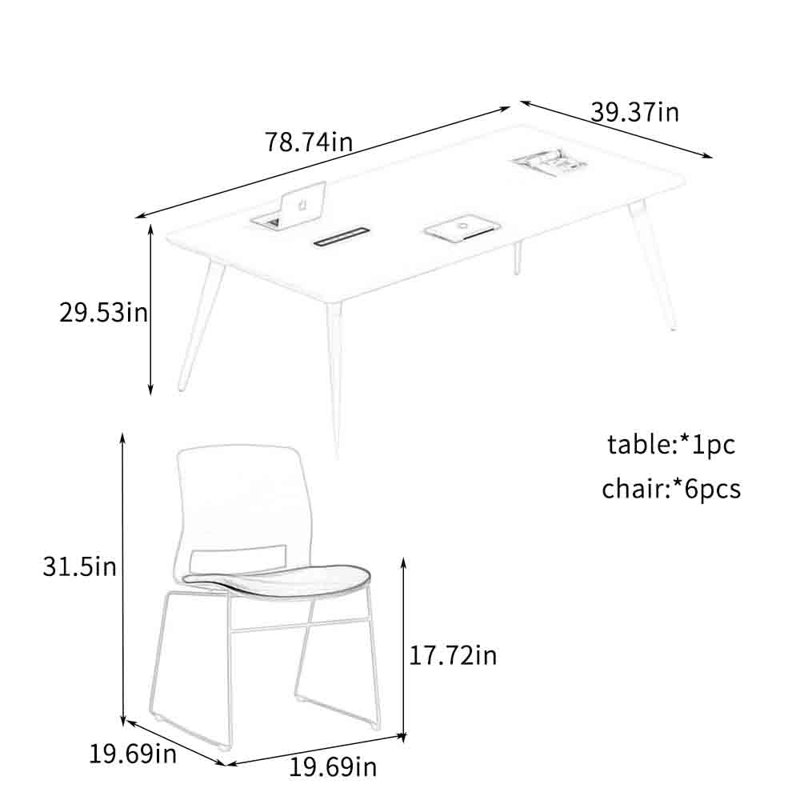 Ensemble de tables longues New Modern, H 29,53 po x L 78,74 po x l 39,37 po