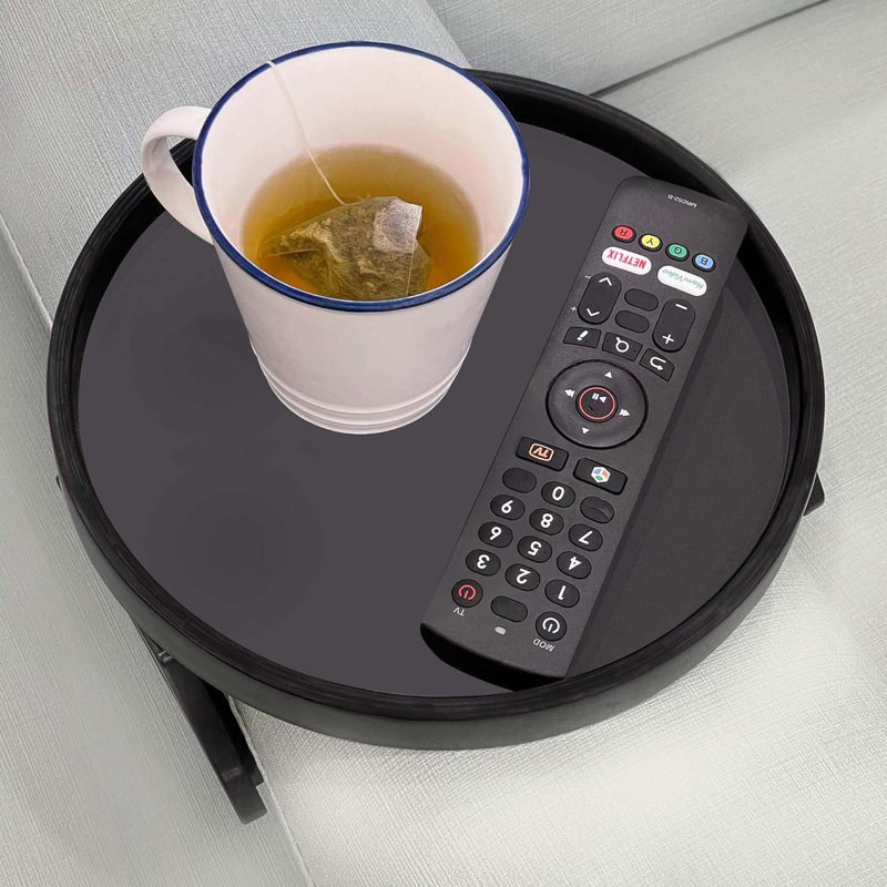 Sofa Arm Clip Tray, Side Table For Remote Controls/Drinks/Gamepads Holder (Brown), Black