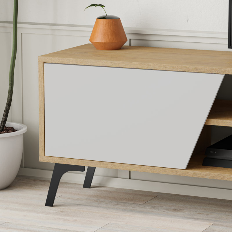 Dokkum Floating TV Stand for TVs up to 70", Oak/White