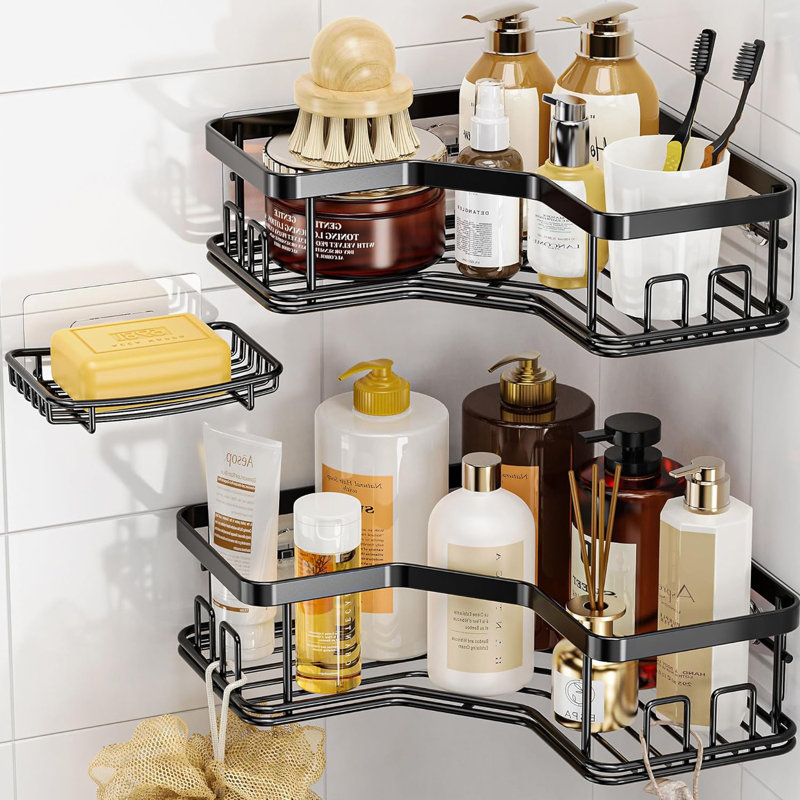 Accessoires de support de rangement pour le comptoir de salle de bain, Noir, noir, noir, noir
