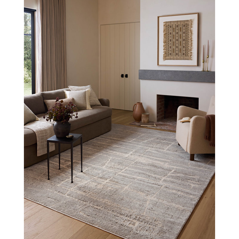 Amber Lewis Natural and Mist Abstract Rectangular Area Rug