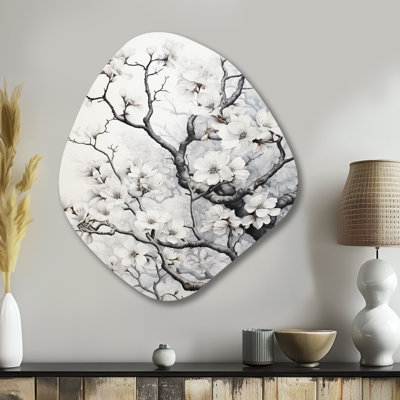Grey White Tree Graphite Whispers I - Trees Nebula Shape Irregular Metal Wall Decor
