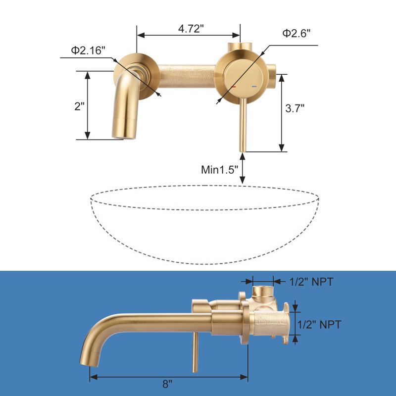 Single-handle Bathroom Faucet, Gold