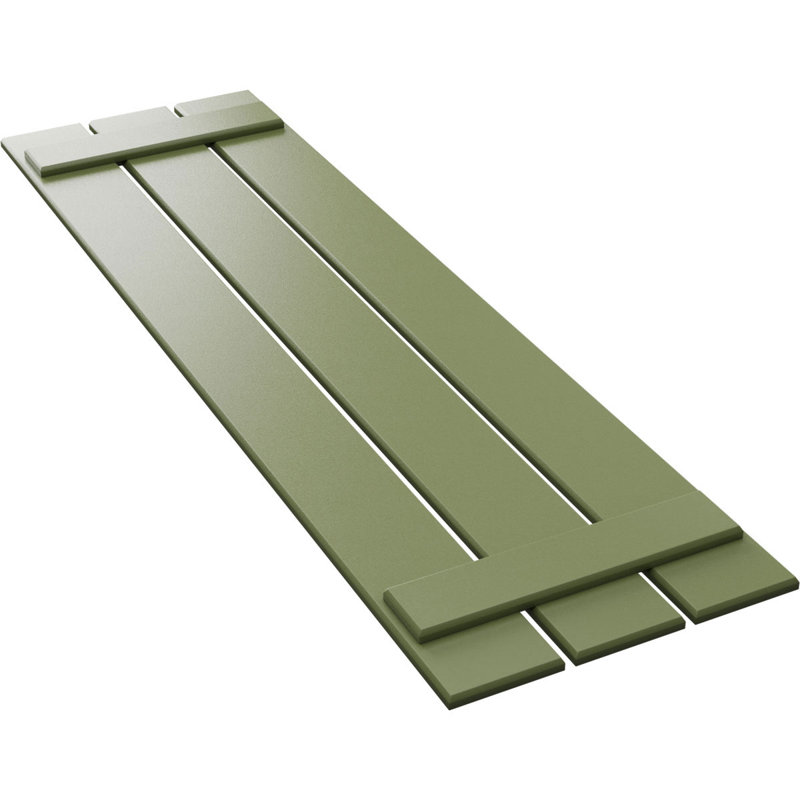 Volets en PVC True Fit à trois planches espacées, Vert mousse, H 52 po x l 17,125 po x P 0,625 po
