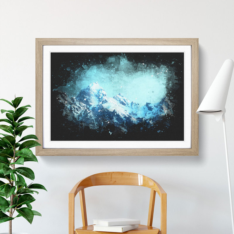 Mountain Blues 1 Piece Single Picture Frame Wall Art on MDF, 33cm H x 45cm W x 2cm D, Oak Framed