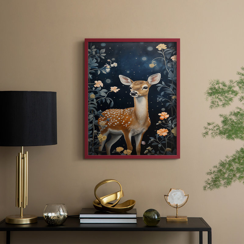 ANIMALS Series CDL XXII, reproduction encadrée - bois massif, Rouge, H 21 po x l 17 po