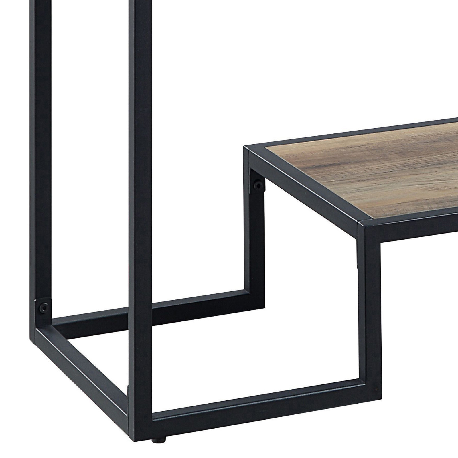 Latitude Run® Rustic Oak And Black Console Table With 2 Shelves | Wayfair