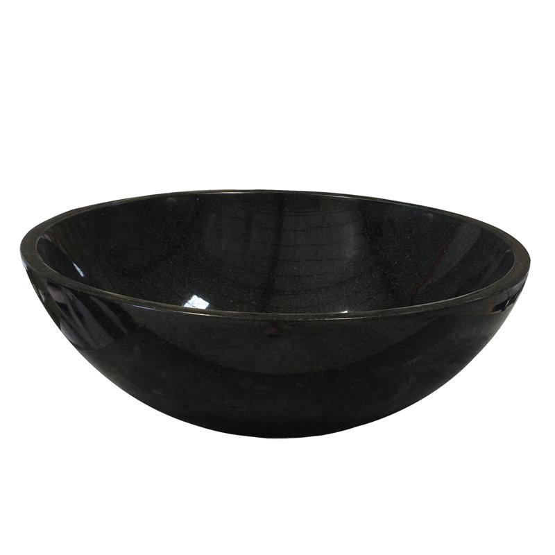 Barclay Desmond 16'' Stone Circular Bathroom Sink, Black Granite