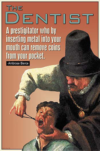 « the dentiste » par wilbur pierce, affiche rétro