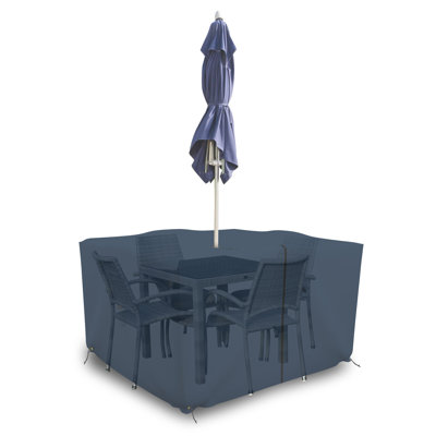 Outdoor Square Dining Table & Chair Set Cover with Umbrella Hole, Heavy Duty Multipurpose Waterproof Outdoor Furniture Cover