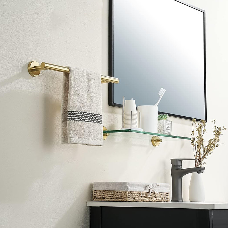 Porte-serviettes mural en acier inoxydable 304, Doré, H 1,96 po x L 15 po x P 3,15 po