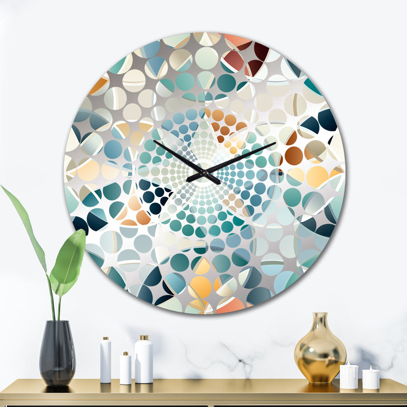Horloge murale géométrique bleue et jaune, Grand