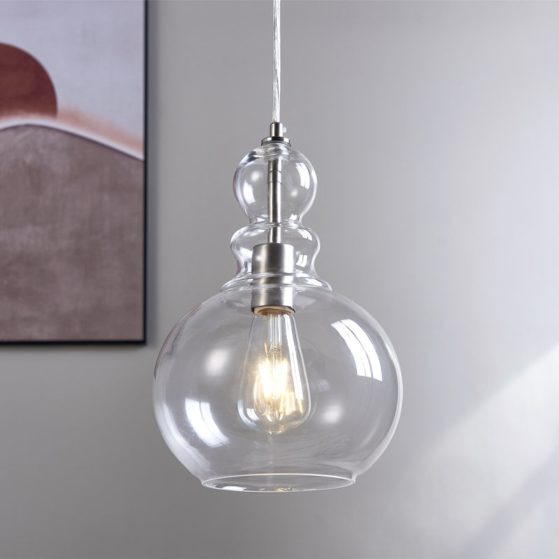 Luminaire suspendu sphérique 1 lumière Cadge, Nickel brossé