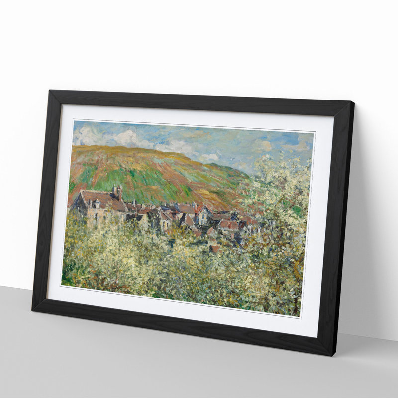 Flowering Plum Trees by Claude Monet - Framed Print, 48cm H x 65cm W x 2cm D, Black Framed