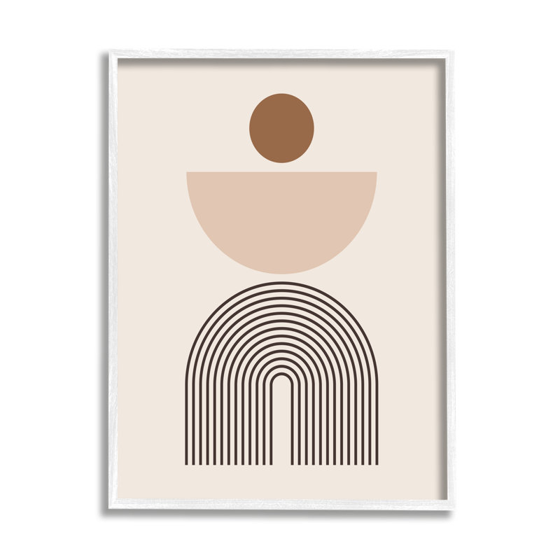 Art abstrait, formes boho sur bois, H 14 po x l 11 po x P 1,5 po, Giclée encadrée blanc bord de mer