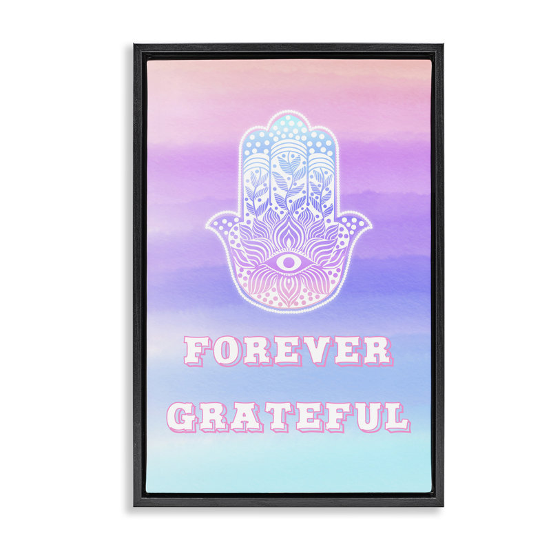 Cadre flottant Forever Grateful Hamsa, design par Pooja Dave, H 25 po x l 17 po, Cadre flottant noir de jais