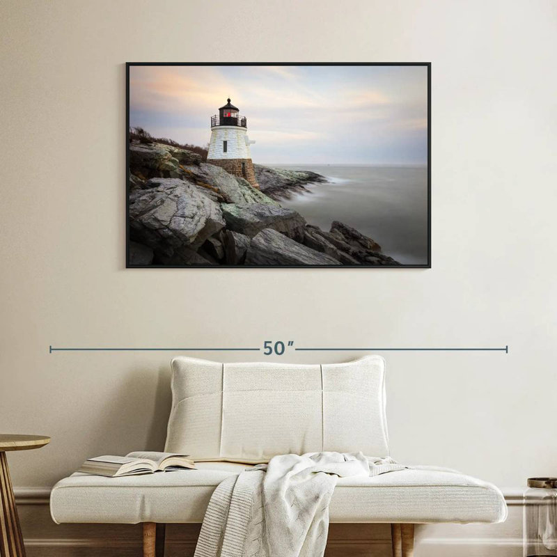 Phare de Coastal Castle Hill, Cadre flottant noir, 40 po x 27 po