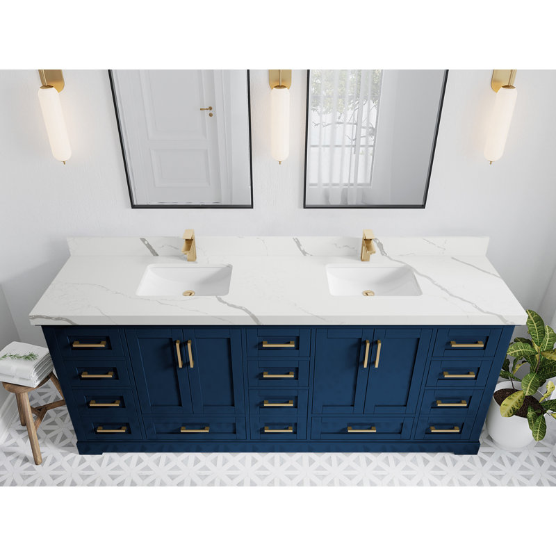 Meuble-lavabo double Esin l 84 po x P 22 po x H 36 po, Carrara