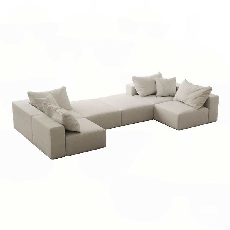 Ensemble de canapé modulaire rembourré Modern, Chenille beige