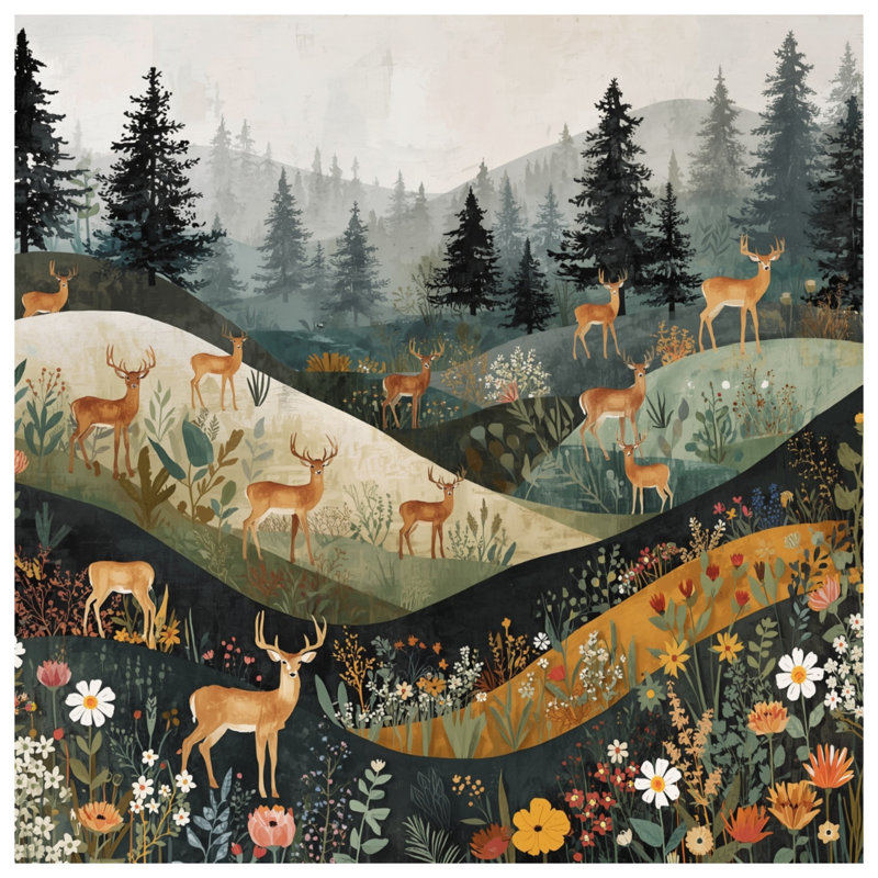 Coussins décoratifs à double face Deer In Forest, 20 x 20 pouces