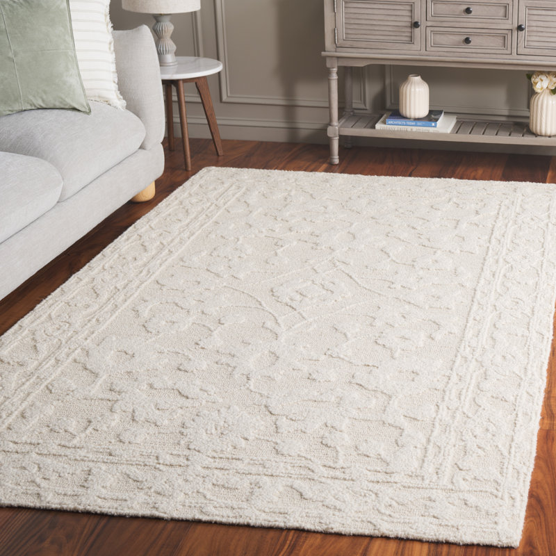 Veshawn Hand Tufted Wool And Cotton Floral Rug, Rectangle 5' x 8'