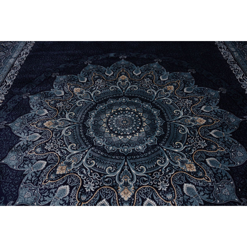 Tapis bleu marine et ivoire 7 x 7 7 po Antep
