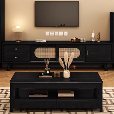 Solid wood TV stand coffee table, big locker
